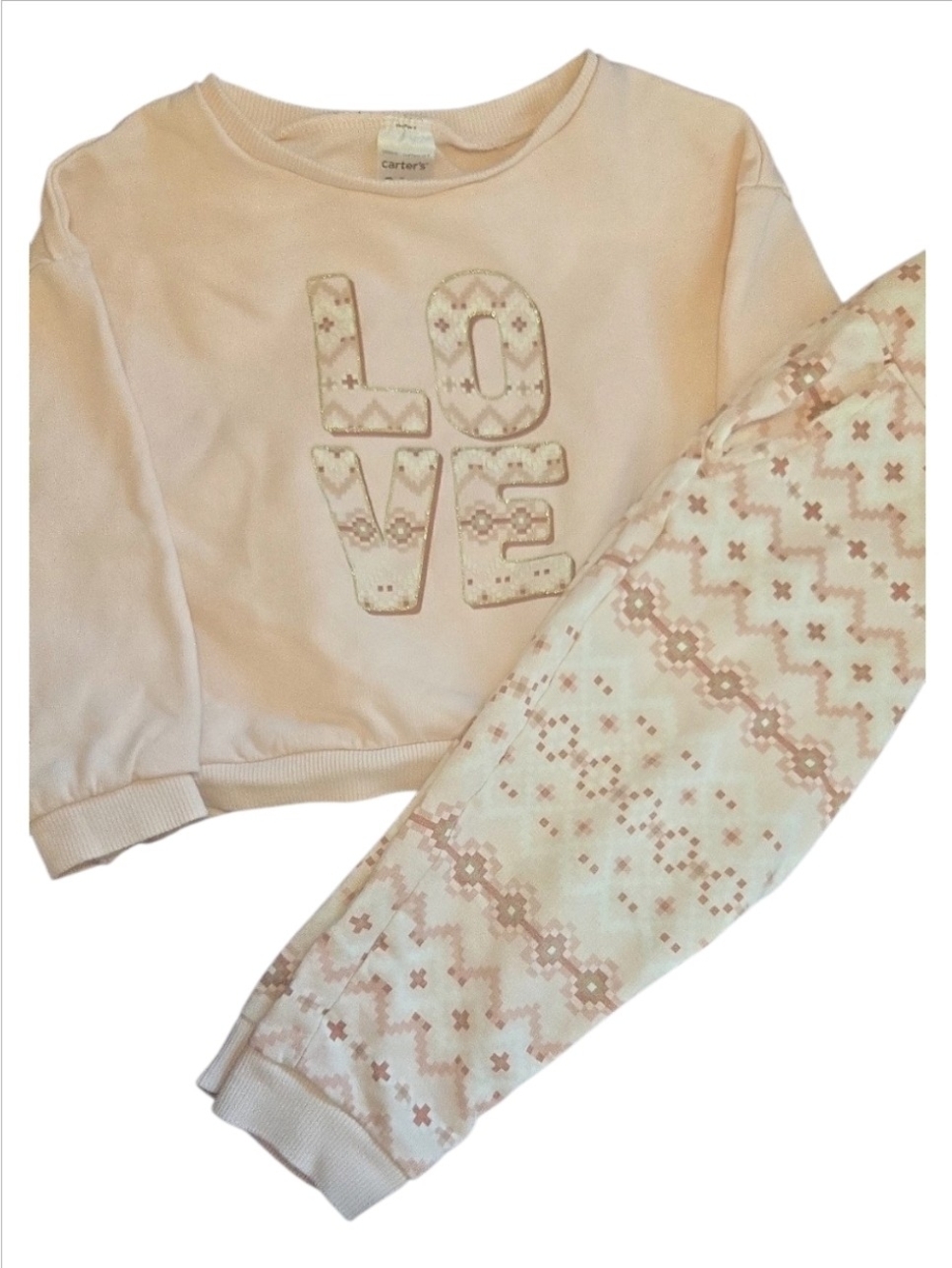 Carter's Pink "LOVE" Two-Piece Sweatshirt/Pant Set-Size 24mos